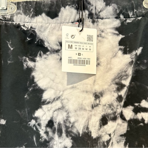 New Zara Tie Dye Stretch Bleach Design Gray Biker Shorts Medium 6050/406 - Picture 5 of 8